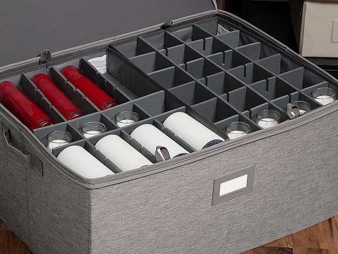 Covermates Keepsakes - Adjustable Zip-Top Storage Box - Configurable FlexGrid Compartments - Heavy Duty Polyester- Reinforced Handles - Stackable Design - Indoor Storage, Grey Heather