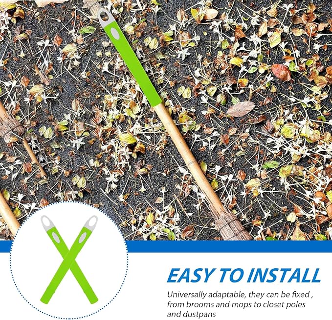2pcs Mop Handle Replacement with End Caps, Stainless Steel Broom and Dustpan Pole Grip, Sturdy Household Cleaning Tool Accessories for Floor Sweeping and Mop Use
