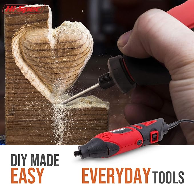 Hi-Spec Corded Power Rotary Tool Kit with Dremel Compatible Bits. Variable Speed Electric Metal Grinder Drill for Cutting, Trimming, Grinding, Engraving and Sanding