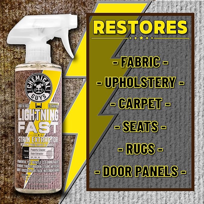 Chemical Guys Lightning Fast Carpet and Upholstery Stain Extractor - Carpet Cleaner, Safe for Fabric, Upholstery, Cars, Home, Office, Furniture, and More, Fresh Scent - 128 oz