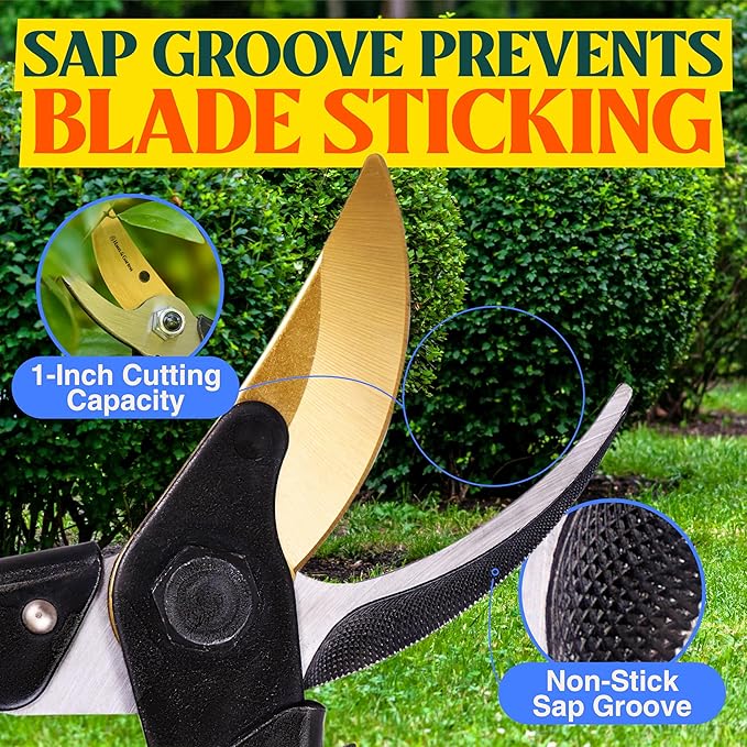 Haus & Garten ForgedPRO 8.75" Heavy Duty Professional Titanium Bypass Pruning Shears - Use As Pruners, Garden Shears, Handheld Pruning Shears For Gardening, Clippers, Garden Scissors, Pruner Tool