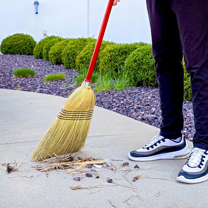Libman 502 Big Corn Broom with 100% Broomcorn Fiber, 12" Sweep Surface