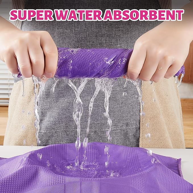 JOYMOOP Microfiber Waffle Weave Cleaning Cloth,Highly Absorbent Kitchen Towels,Quick Drying Lint Free Dish Towels for Kitchen,6 Pack, Mixed Color, 15.7×15.7inch