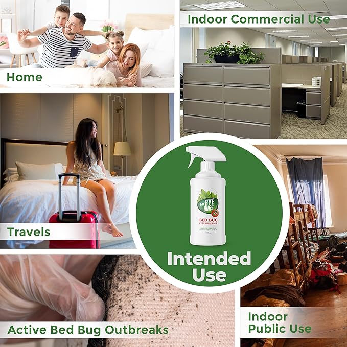 Bed Bug Spray for Getting Rid of Bed Bugs Permanently. Say Bye Bugs - a Non-Toxic, Kills on Contact Treatment That Doesn't Stain & is Odor Free. Simply Shake & Spray. (3X 16oz).