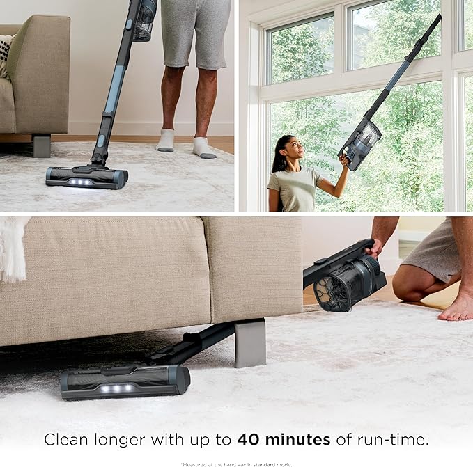 Shark Pet Cordless Stick Vacuum with XL Dust Cup, LED Headlights, Removable Handheld Vac, Crevice Tool, Portable Vacuum for Household Pet Hair, Carpet & Hard Floors, 40min Runtime, Ice Blue, IX141AMZ