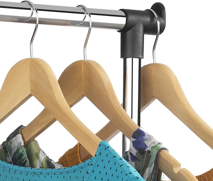 Whitmor Adjustable Garment Rack Rolling Clothes Organizer, Black and Chrome