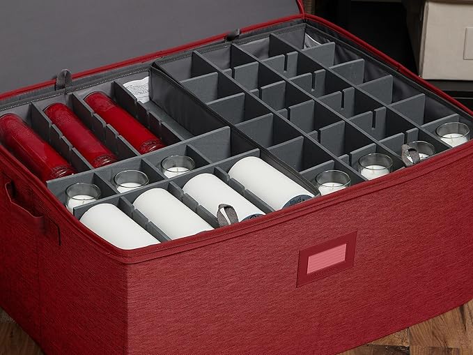 Covermates Keepsakes - Adjustable Zip-Top Storage Box - Configurable FlexGrid Compartments - Heavy Duty Polyester- Reinforced Handles - Stackable Design - Indoor Storage, Red Heather