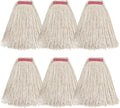 Matthew Cleaning 24oz 6Pack Cotton Floor Mop,Cotton Looped-Open String Heavy Duty String Mop Refills, Universal Headband Blend,Mop Head Replacement for Home, Industrial and Commercial Use(White)