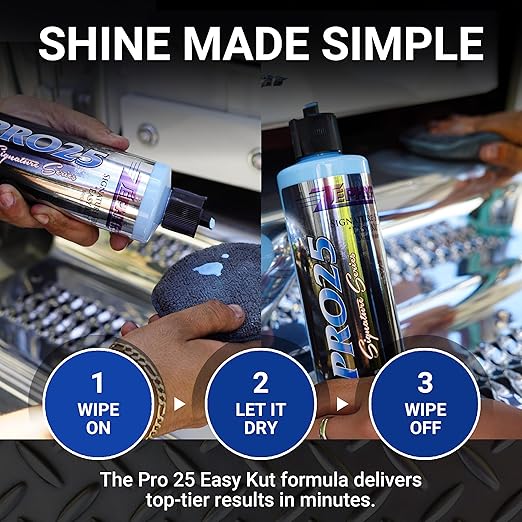 Zephyr - Pro 25 Easy Kut Liquid Metal Polish - Stainless Steel, Chrome, & Aluminum Polish - Metal Polishing for Lifted Trucks, Show Vehicles, Motorcycles, & More - 16 oz.