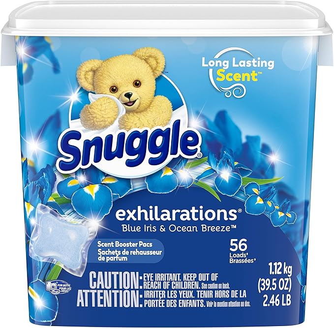 Snuggle Exhilarations in Wash Laundry Scent Booster Pacs, Blue Iris & Ocean Breeze, 56 Count