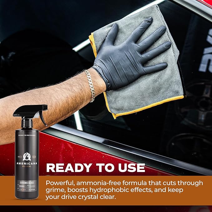 Ceramic Glass Cleaner, 16 oz - Streak-Free Formula for Automotive Glass, Enhanced with Ceramic Protection