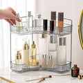 INVSSENE Corner Bathroom Countertop Organizer, 2 Tiers Vanity Trays for Counter, Makeup Organizers, Perfume Tray, Kitchen Spice Rack, Smoky Gray