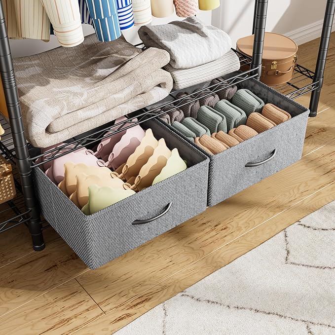 Golpart Coat Rack Clothes Wardrobe：Closet Organizer and Storage Clothing Garment Rack with Shelves Heavy Duty for Hanging Clothes Portable Adjustable Black 15.8" DX56.8 WX76.5 H