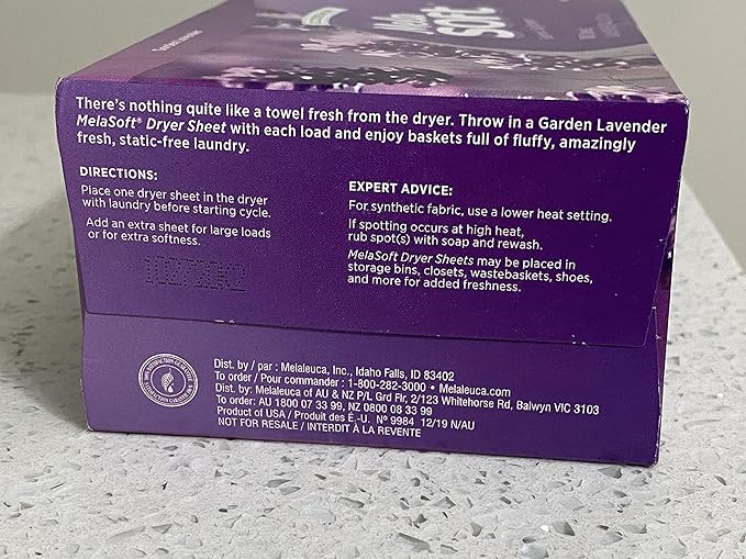 Melaleuca Ecosense Melasoft Fabric Softener - Garden Lavender - 100 Dryer Sheets