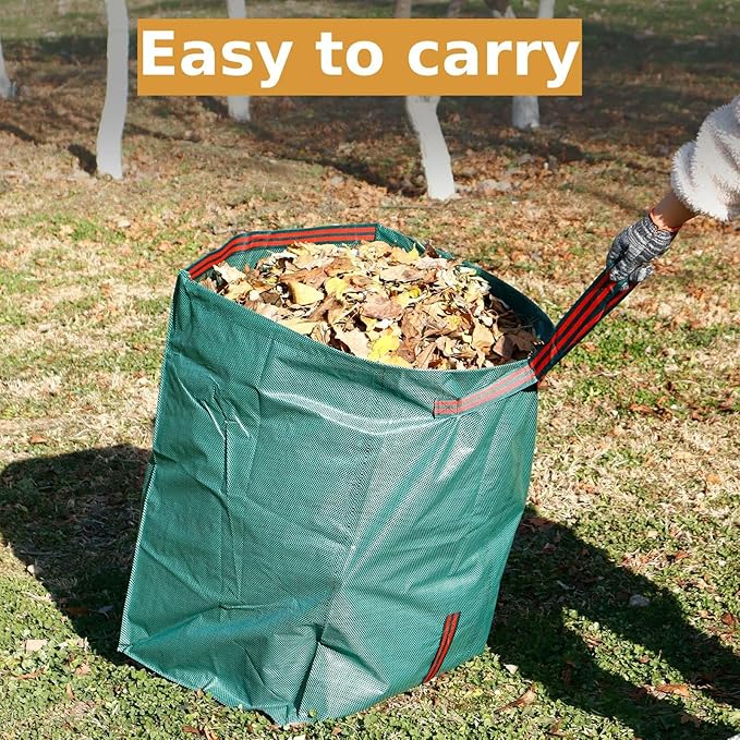 Leaf Rake for Lawns with 53 Gallon Dustpan-Type Leaf Bags,Heavy Duty Metal Garden Yard Rake Long Handle with Expandable Head 7-14" for Gardening Outdoor Camping Shrub Grass Bush Weed