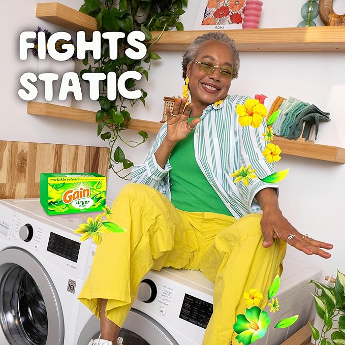 Gain Dryer Sheets Plus Wrinkle Release, Original Scent, 240 Count, Wrinkle Reducing Anti Static Laundry Sheet