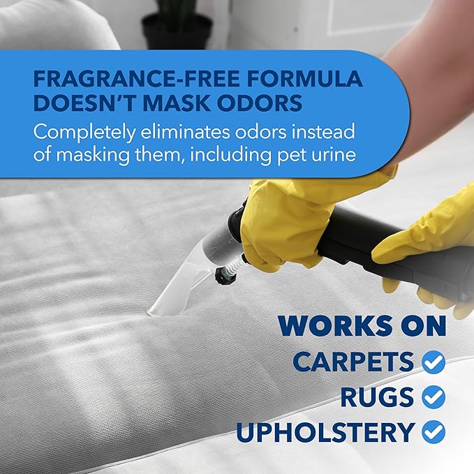 Unique Carpet Shampoo & Stain Remover, 128 oz - Pet Odor Eliminator and Bacteria and Enzyme Cleaner for Cat Urine, Dog Urine, Red Wine, Old Stains - Carpet Cleaner Spray for Machines & Manual Use