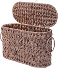 Coeusy Toilet Paper Basket with Lid, Water Hyacinth Wicker Basket for Bathroom Organizers and Storage, Holds Up to 6 Mega Rolls, Decorative Hand-Woven Rattan Bathroom Decor Accessories, Brown
