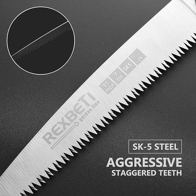 REXBETI Folding Saw, Heavy Duty 11 Inch Extra Long Blade Hand Saws for Wood Camping, Dry Wood Pruning Saws With Hard Teeth, Quality SK-5 Steel, Gifts for men