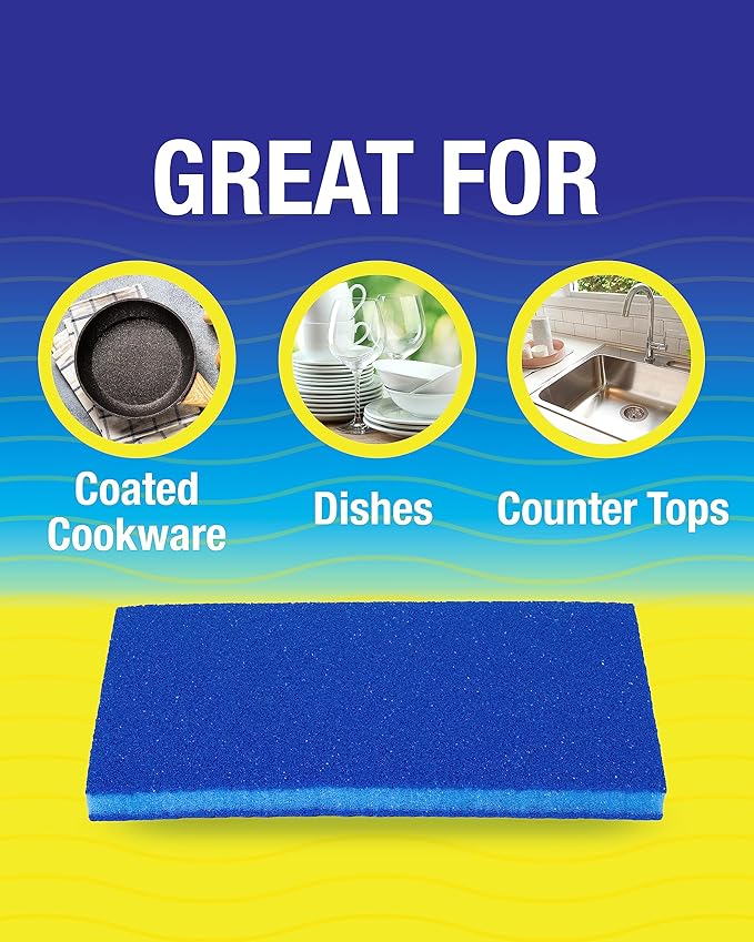 Non-Scratch Odor Resistant Scour Pads, Multi-Purpose Scouring for Kitchen and Household, Safe for Non-Stick Cookware (12 scouring Pads)