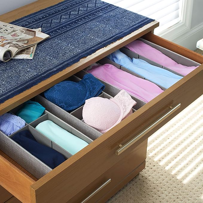 Household Essentials 3 Piece Drawer Organizers Starter Set, Customizable Inserts, Large Tray and 2 Small Trays, Silver
