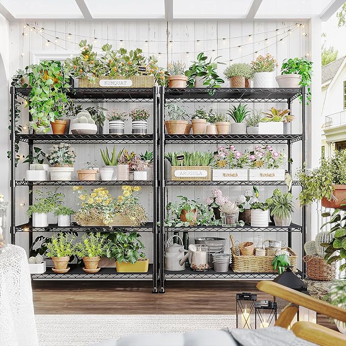 REIBII 5-Tier Wire Shelving Storage Shelves Metal Shelves,1020 LBS Adjustable Heavy Duty Metal Shelving Units and Storage for Garage Pantry Kitchen Bathroom 29" W X 14" D X 63" H
