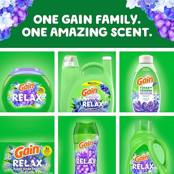 Gain Liquid Fabric Softener (Fabric Conditioner), Relax, 127 fl oz, 188 Loads