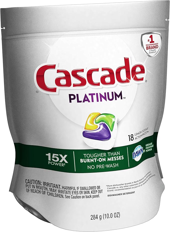 Cascade Platinum ActionPacs Dishwasher Detergent Lemon Scent, 18 ct