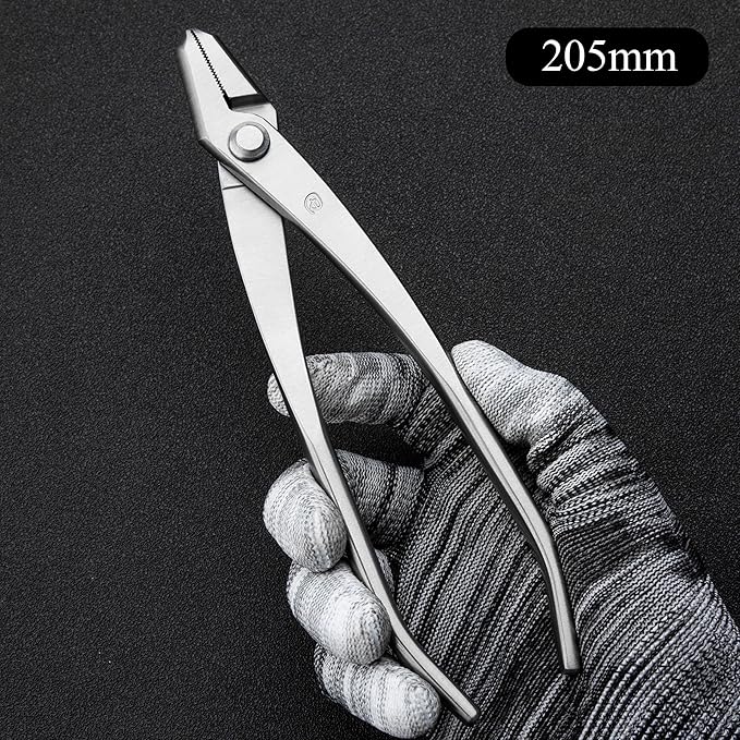 TianBonsai Bonsai Tools 5-Piece Alloy Steel Bonsai tool Kit In Cluding 205mm Wire Cutter / 205mm Round Edge Cutter / 205mm Jin Plier / 200mm Straight Root Hook/Tweezers( NBK5-02)