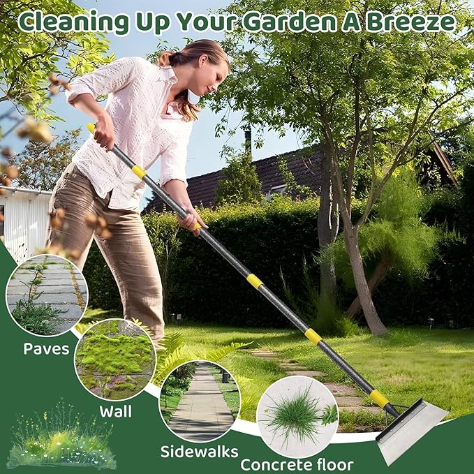 Garden Flat Shovel,74" Ice Scraper for Driveway Sidewalks, Floor Ice Snow Removal Tool for Outdoor Garden, Multifunctional Graden Shovel for Lawn Edging Weeding Chopping