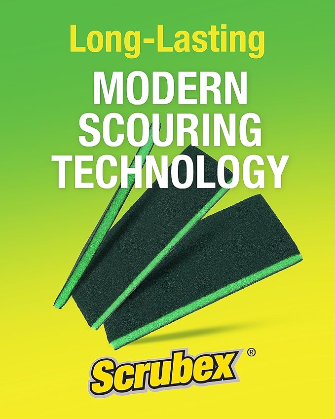 Heavy Duty Odor Resistant Multi-Purpose Scouring Pads, 6 Count for Kitchen and Household, Dual Sided, Safe for Non-Coated Cookware