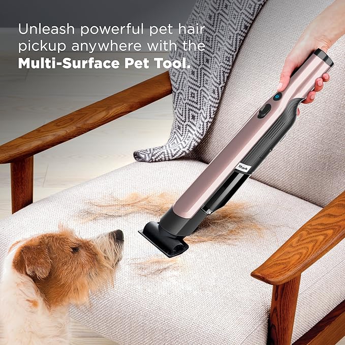 Shark WANDVAC Cordless Hand Vac, Lightweight, Portable at 1.4 lbs., Powerful Suction, Charging Dock, One-Touch Empty for Car & Home, Multi-Surface Pet Tool & Duster Crevice Tool, Rose Gold, WV201RGBRN