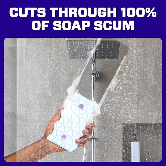 Mr. Clean Magic Eraser Sponge, Bathroom Cleaner, Shower Cleaner, Tub Cleaner, Soap Scum Remover, Bathroom Cleaning Supplies, Dawn Cleaning Power with Febreze Lavender Scent, 5ct