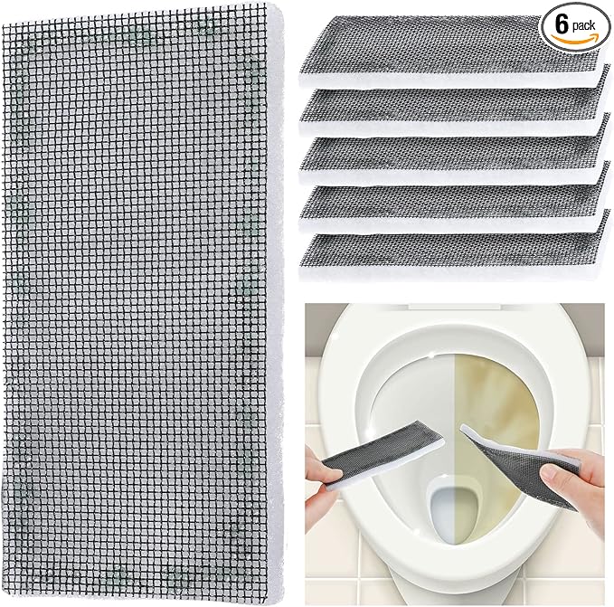 6 Pack Toilet Ring Remover Cleaner Pads Scrubbing Screen for Household Scouring Mesh Pad Sponge Remove Carbon Rust and Scale for Toilet Grill Kitchen Ceramic Tiles Sinks