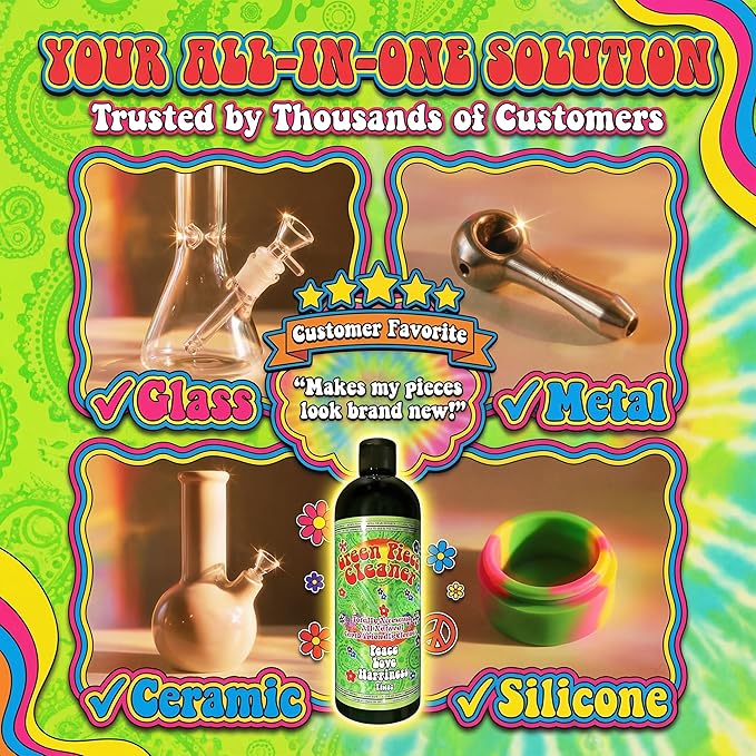 Green Piece® Glass Cleaner 2 Bottles (Made in USA) - All Natural Earth Friendly Multi-purpose Cleaner for Metal, Ceramic, Water Pipe 16 oz
