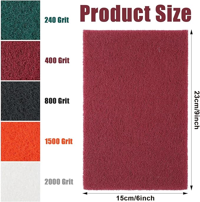 Hoolerry 30 Pcs 6 x 9 Inch Scuff Pad 5 Different Specifications Assortment Scouring Pad General Purpose Non Scratch Scrub Pad Ideal for Garden Automotive Body Tools and Grills Dish Kitchen Cleaning