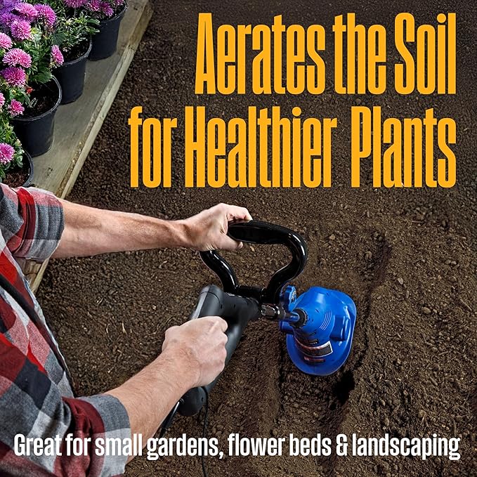 Westinghouse 6-Inch, 2.5 Amp Corded Electric Mini Tiller Cultivator for Gardening, Lightweight, 4 Steel Blades
