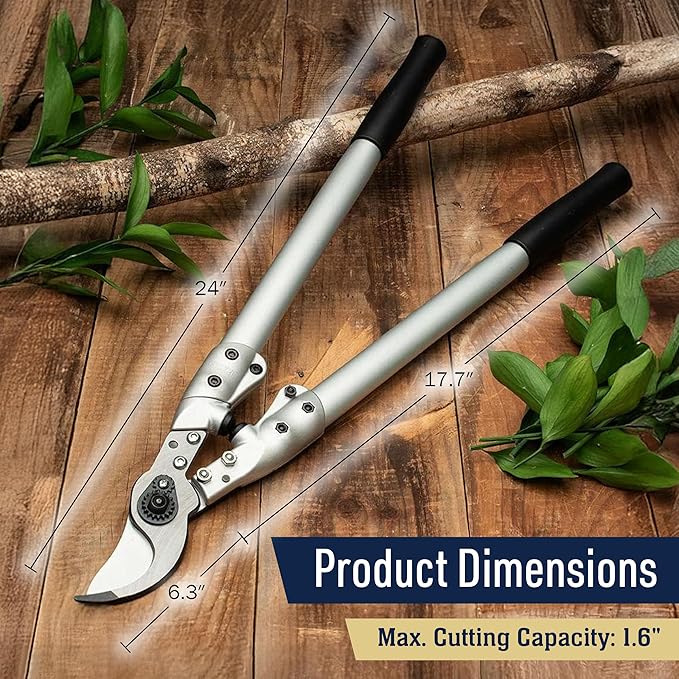 24” Tree Trimmer - Forged Steel Blades with 1.6” Cutting Capacity - Loppers for Tree Trimming Heavy Duty Branch Cutter Pruners - Hand Garden Tools for Gardening by Kings County Tools