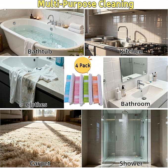 4 Pack Scrub Brush for Cleaning Scrubbing Brush with Stiff Bristle Multi-Purpose Heavy Duty Scrub Brushes,Deep Cleaning Brushes for Bathroom, Floor, Shower, Carpet, Bathtub, Sink Outdoor, Multi-Color