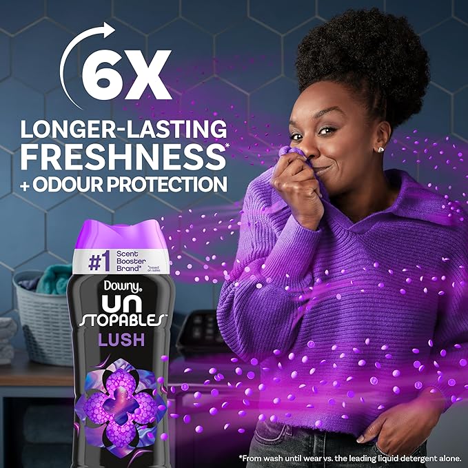 Downy Unstopables In Wash Scent Booster Beads, Lush Scent, 13.4 oz, Laundry Beads for Odor Protection, Downy Scent Booster Beads, Laundry Scent Boosters