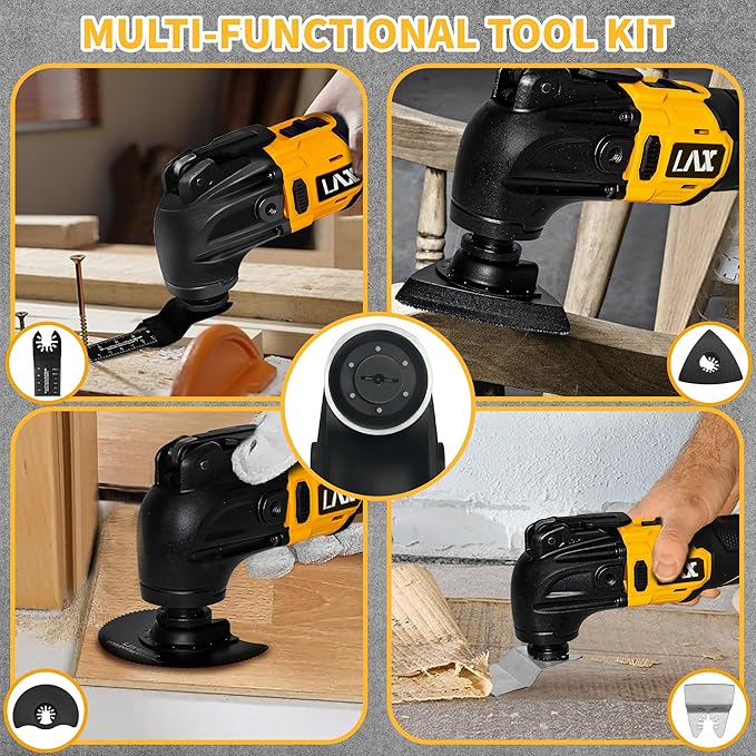 Oscillating Multi Tools for Dewalt 20V Battery, Multi-Use Cutting and Sanding Tool, 4°Oscillation Angle, 6 Variable Speeds, Quick-fit Blade Design with 22pcs Accessories for Cutting, Sanding, Scraping