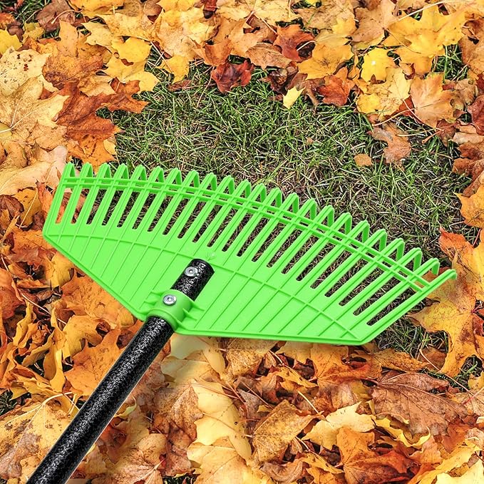 Ultra-Lightweight Leaf Rake, 16.5" Wide Head & 59" Comfort Grip Handle, Gentle Flexible Tines for Safe Use on Grass, Perfect for Yard Cleanup in Flower Beds and Narrow Areas