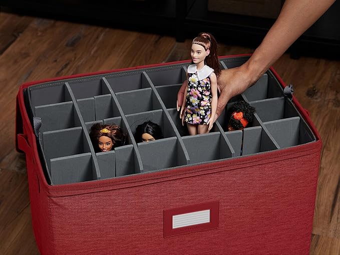 Covermates Keepsakes - Adjustable Zip-Top Storage Box - Configurable FlexGrid Compartments - Heavy Duty Polyester- Reinforced Handles - Stackable Design - Indoor Storage, Red Heather
