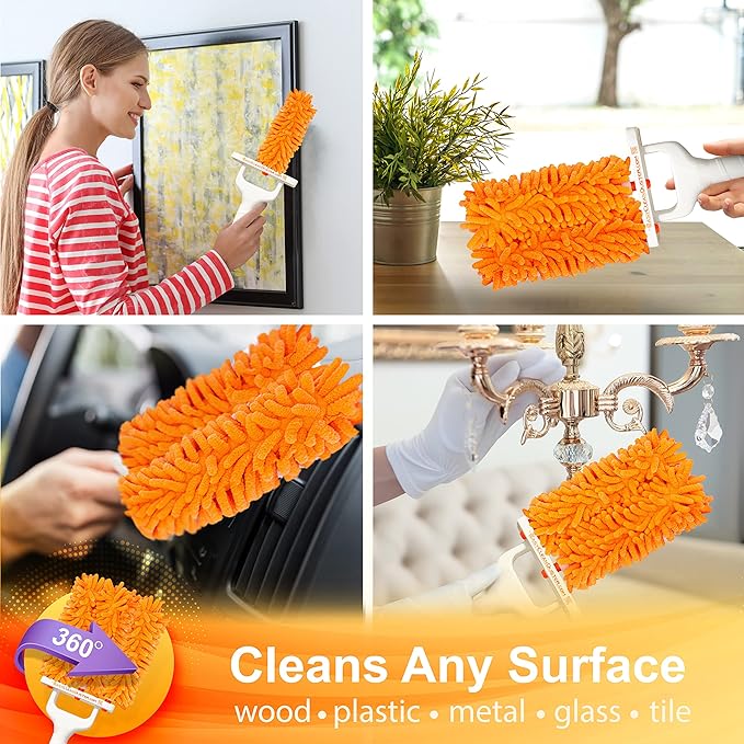 EasyClean Microfiber Duster for Blinds - Multi-Surface Microfiber Dusters for Cleaning - Blind Cleaner Duster Tool - Baseboard Cleaner Tool with Handle - Blinds Cleaner Tool - Use as Damp Duster