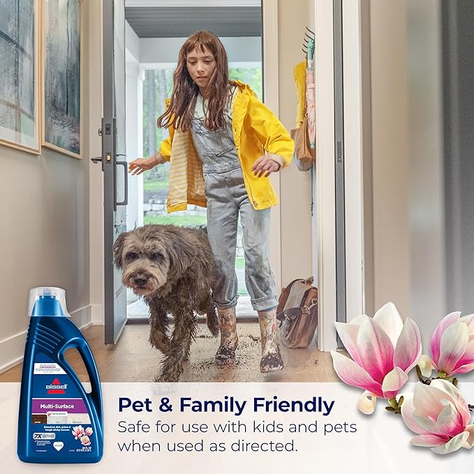 Bissell Multi-Surface Solution,for use in CrossWave and Other Leading Hard Surface and Area Rug Cleaners,80oz,Dissolves Dirt,Grime,and-Tough Sticky Messes,(Pack of 2)