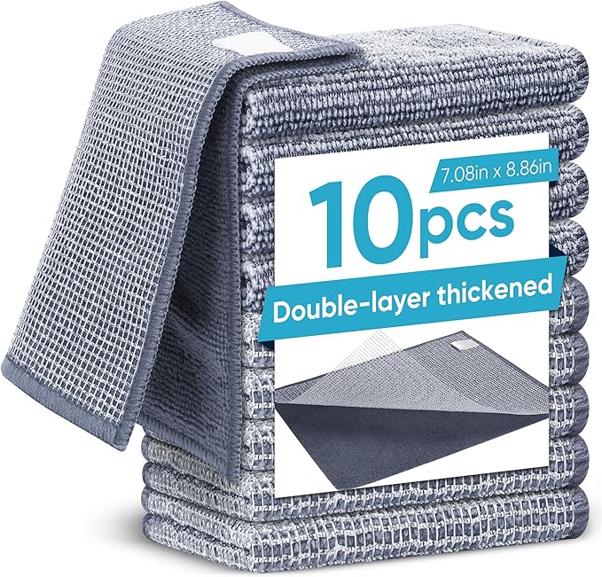 10Pcs New Upgrade 2-Layer Non Scratch Wire Dishcloth,Wire Dishwashing Rag, Non-Scratch Wire Dishwashing Rags for Wet and Dry, Kitchen Cleaning Dish Rags for Cookware,Sinks, Dishes,Stove