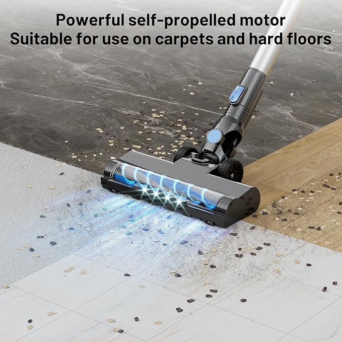 VIPSUN Cordless Vacuum Cleaner with Self-Standing, LED Screen Stick Vacuum Cleaners for Home, Lightweight Powerful Suction Vacuum, 6-in-1 Rechargeable Vacuum for Carpets, Pet Hair, Hardwood Floors