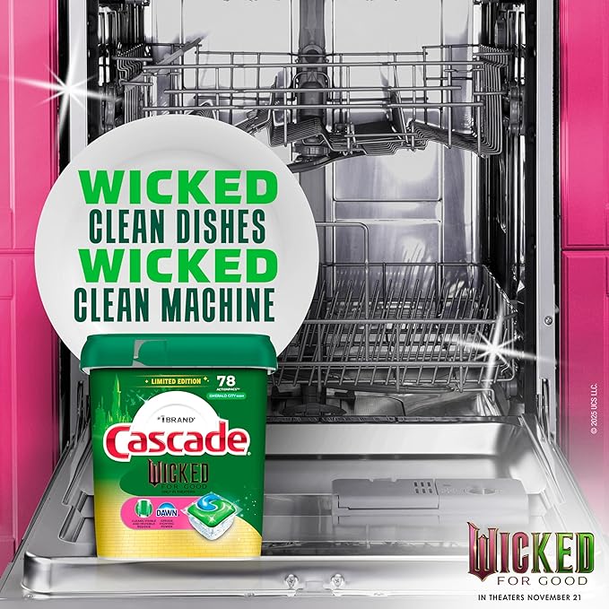 Cascade "Wicked: For Good" Limited Edition Complete Dishwasher Pods, Dishwasher Detergent, Dish Detergent Soap, Emerald City, 78 ct
