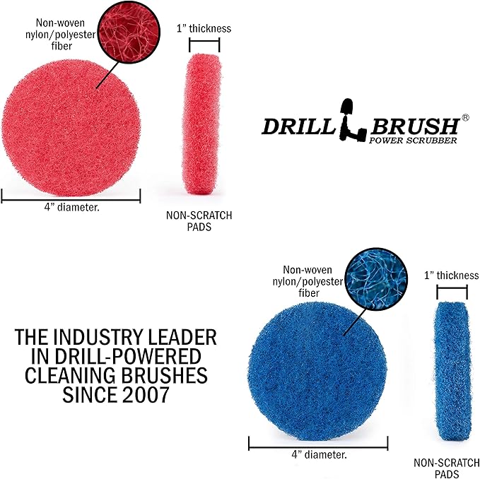 Cordless Drill Attachment - Scrub - Scour- Drill Pads - Hard Water Stain Remover - Soap Scum - Mold - Mildew - Mineral - Rust - Calcium - Limescale - Acid Rain - Pool Tile - Granite - Shower Doors