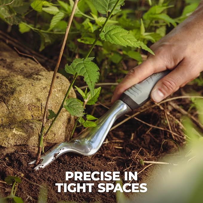 Woodland Tools Heavy Duty Garden Weeder – Manual Weed Puller Tool with Anodized Aluminum Blade & Ergonomic Grip – Root Remover for Dandelions, Thistles, & Taproots – Lawn & Flower Bed Weeding Tool